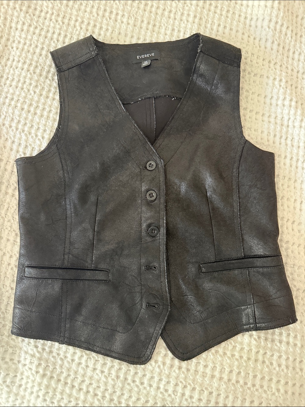 Evereve Black Button-Front Vest - Picture 1 of 5